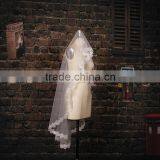 BV1009 2015 New Real Photo Simple Short Wedding Veil Lvory One Layer Lace Purfle Bride Veil thumbnail-4