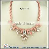 Crystal statement jewelry pink necklace