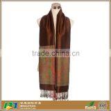 Jacquard Brown Paisley 100% Acrylic Ladies Tassel Fringe Ethnic Scarf