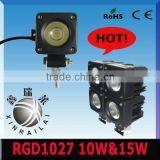 9-32vdc 10w Square Car Lights Led Driving Work Light Ip68 RGD1027 10/15W, 6500K.offroad,tractor .motorcycle,truck LED Work Light