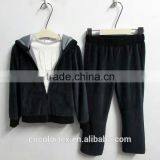 2016 Autumn Winter New Style Baby Clothing 2pcs Set Velour Tracksuit Hooded Jacket and Pants thumbnail-2