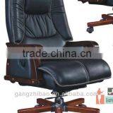 Antique Reclining Woodern Swivel Chair,high Quality Black Leather Chair thumbnail-1