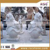 White Granite Lions Stone Carving Statue of Virgin Mary thumbnail-1
