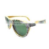 Marble Pattern Wooden Frame Light Color Lens Sunglasses thumbnail-2
