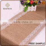 Fancy Quality Burlap Lace Dining Room Table Runners thumbnail-2