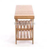 2 Tier Natural Bamboo Shoe Rack for Home Decoration thumbnail-3