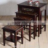 4 Pcs Nesting Wooden Coffee Table With Flower Sticker thumbnail-1