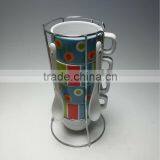 Ceramic Tea/coffee Cups and Saucers With Metal Stand thumbnail-1