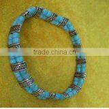 Natural Turquoise Bracelet With Tibet Sivler Component thumbnail-1