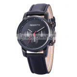 Engraved Logo Quartz Stainless Steel Back Leather Strap Men's Vogue Business Watch thumbnail-1