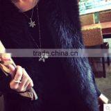 Cheap Crystal Rhinestone Double Snowflake Pendant Silver Necklace Women Xmas Gift thumbnail-1