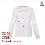 2014 Fashion Polyester Long Sleeves Ruffle Neck Direct Manufacturer High Quality Girls Sleeveless Blouse thumbnail-1