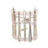 Black Fected Beaded Cuff Bangle Big Wide Strip Metel Cuff Bangle Women Elastic Beaded Bracelets thumbnail-4