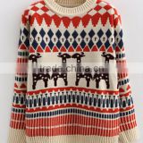 wholesale 100% acrylic adult reindeer knitted christmas jumpers