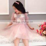 Lace Hook Flower Boutique Girl Clothing Eugen Yarn Stitching Short Sleeve Girl Dress thumbnail-1