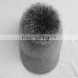 Myfur Adult Unisex Fedora Hat With Detachable Genuine Fox Fur Bobble thumbnail-5