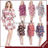 Cotton Bathrobe Satin Short Keen Length Floral Bridesmaid Robe FR0042 thumbnail-1