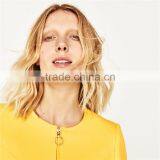 2017 OEM New Style Elegant Thin Pure Color Yellow Spring Autumn Long Coat thumbnail-3