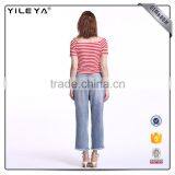 OEM&ODM Service Women Stripe T-shirts,boat Neck Tops thumbnail-6