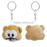 Wholesale Monkey Animal Silver Tone Brown Emoji Pattern Carved Plush Keychain thumbnail-3