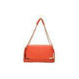 Watermelon Red Ladies Quilted Shoulder Bags , Soft Leather With Two Straps thumbnail-1