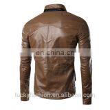 2016 New Style Stand-up Collar Faxu Leather Jacket For Men thumbnail-2