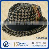 Men's fashion 100% Australasian wool houndstooth hat