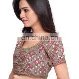 Dark Pink Color Raw Silk Readymade Blouse for Women thumbnail-3