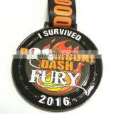 Black Nickel Plating Medal With Custom Wording Logo and Custom Medal Ribbon for Sport Events thumbnail-1