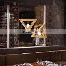 Wood Retro Modern Hanging Light Chandelier Triangle Polygon Restaurant Bar Creative Decoration LED Chandelier thumbnail-2