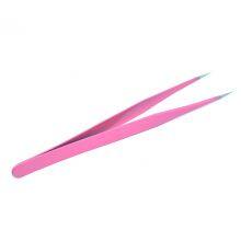 Metal Tweezers Deep Pink Straight Head Tweezers Crystal Glue Diy Handmade Tool Material Straight Head Tweezers thumbnail-3
