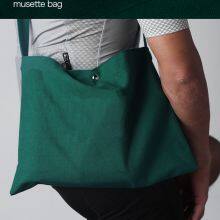 Cycling Musette Bag With Long Strap Traveling Shopping Black Cotton Canvas Shoulder Crossbody Food Bags thumbnail-3
