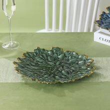 Wholesale Colorful Glass Plate for Wedding Western Food Plate Home Decoration Gold Glass Clear Beaded Charge Plate Dinnerware thumbnail-3