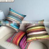 100% Cotton Velvet Colorful Strip Pillow thumbnail-1