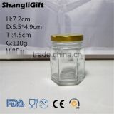 Wholesale 85ml Hexagon Mini Glass Honey Storage Jar