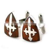 Stainless Steel & Red Wood Cross Peltate Cufflinks for Men With Gift Box thumbnail-1