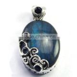 925 sterling silver blue labradorite and semi precious stones pendant