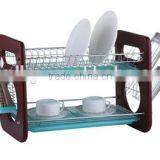LBY Factory Manufactures Wooden 2 Tiers Dish Rack With Tray and Cutlery Holder thumbnail-1