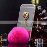 Luxury mirror Fur hair ball soft Cover Case For Apple iPhone 6 4.7'' plus 5.5''