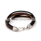 Dongguan Jewelry Factory Lobster Clasp Stainless Steel Bulk Leather Bracelet thumbnail-1