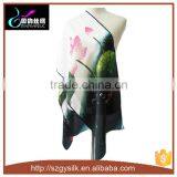 Lotus Flower Print Digital Print Twill 100% Silk Long Scarf Suzhou Silk thumbnail-1