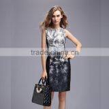 2015 Women Runway Fashion Elegance Ladies Snake Printed Font A Silk Career Dress thumbnail-1
