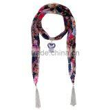 Europe Vintage Style With Pruple Heart Pendant Scarf
