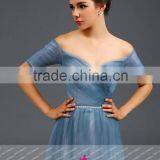 K141 V Neck Short Sleeve Chiffion A Line Red Prom Dresses thumbnail-4
