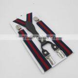 Wholesale Boys Navy Burgunay Stripe Band Elastic Suspender thumbnail-1