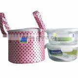 Hot Sell Round Borosilicate Glass Lunch Box Set With Takeaway Bag thumbnail-1