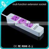 4 Usb 3-pin Plug Retractable Extension Pvc Multiple Power Socket With Switch