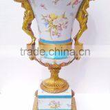 Elegant Design Huge Ceramic Prize Cup With Bronze Bird's Handles, Elegant Blue and White Painting Porcelain Trophy Vase thumbnail-6