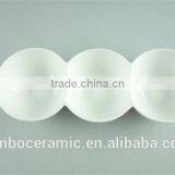 3 Divided Round Ceramic Porcelain Soap Dish Manufactures of Dishes to Restaurant thumbnail-1