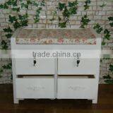 White Wooden Cabinet With 4 Drawers and 2 Locker/wooden Cabinet With Wicker Drawers thumbnail-2